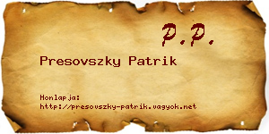 Presovszky Patrik névjegykártya